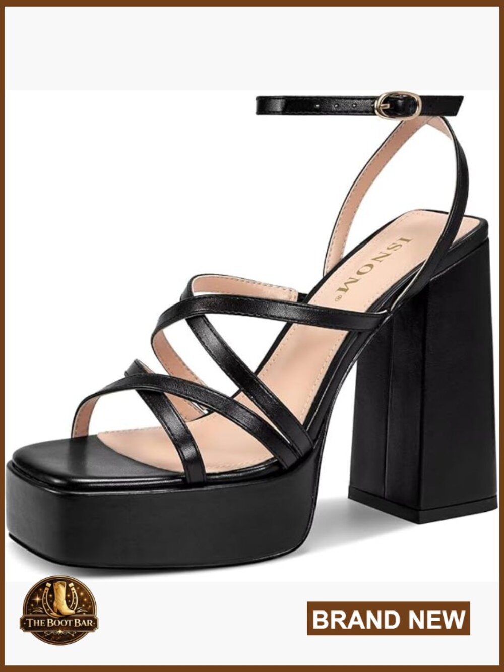 Platform Chunky Heels Sandals Square Toe Ankle Strap Block Heels